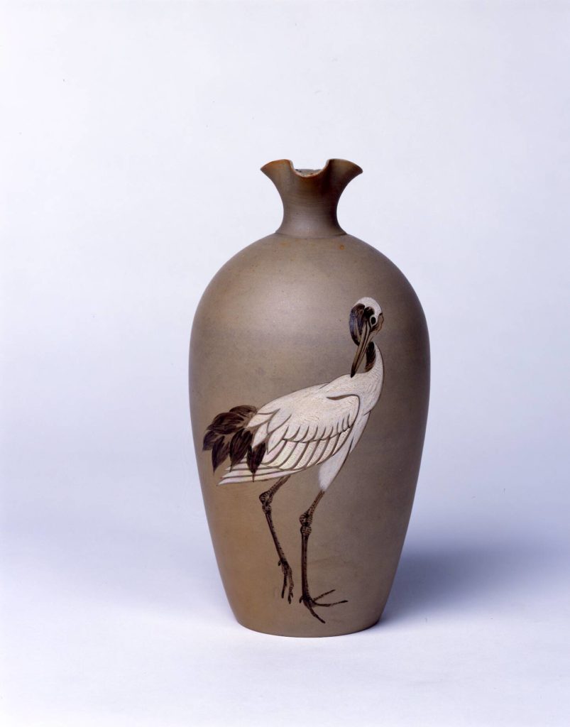 陶芸　陶器　鶴 立鶴文徳利（1対） – 兵庫陶芸美術館 収蔵品データベース
